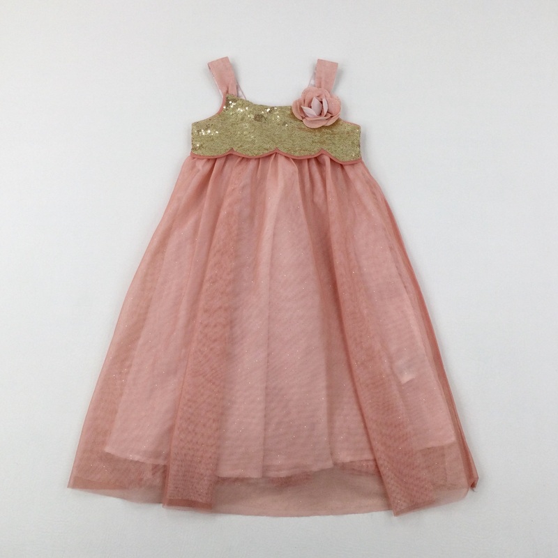 Sequinned Sparkly Pink Party Dress - Girls 4-5 Years