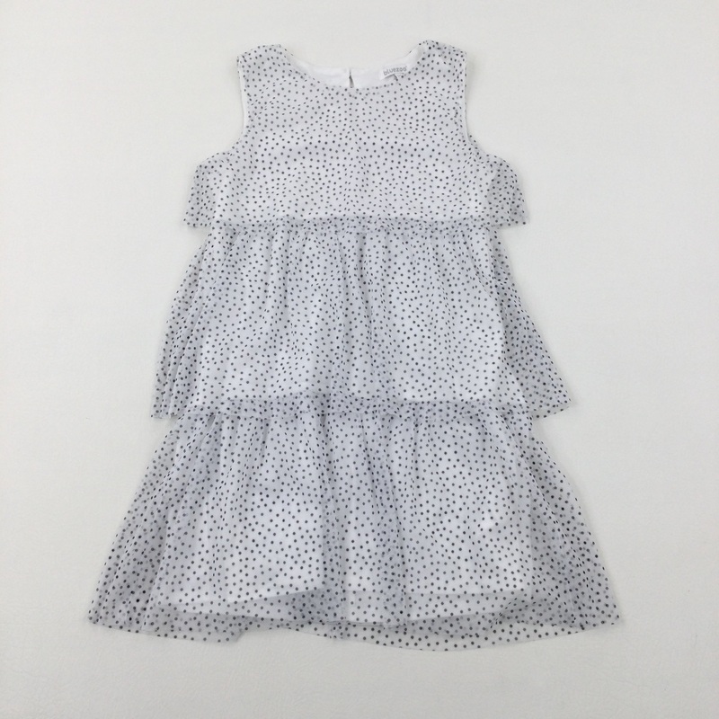 Spotty Layered White Dress - Girls 8-9 Years