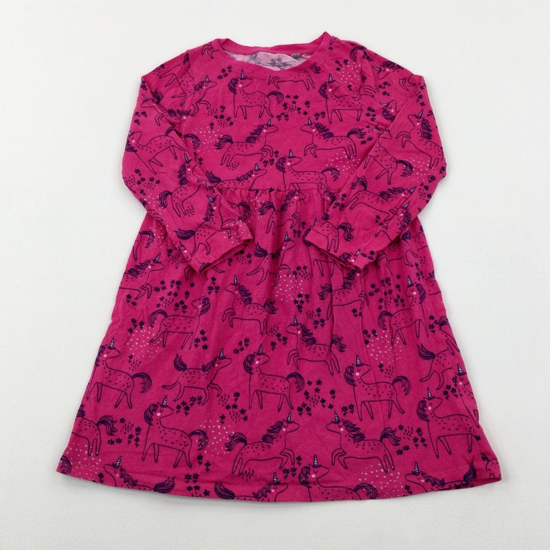 Unicorns Pink Dress - Girls 4-5 Years