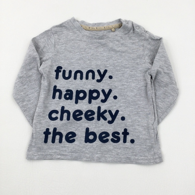 'Funny Happy' Grey Long Sleeve Top - Boys 12-18 Months