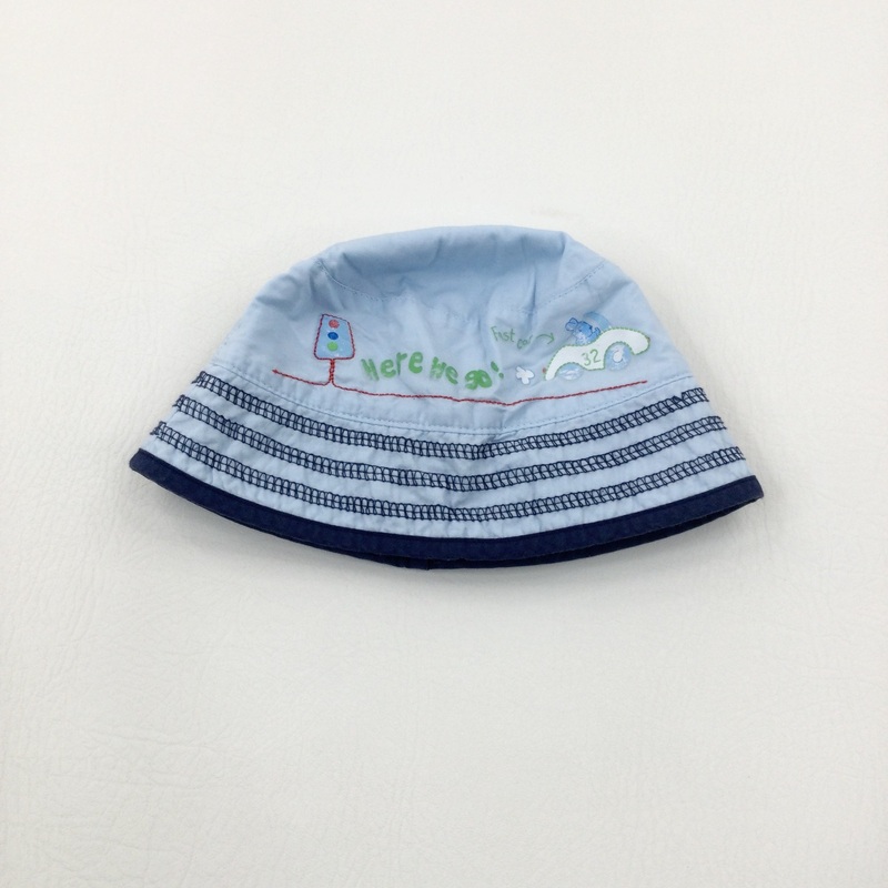 'Here We Go!' Car Blue Sun Hat - Boys 12-18 Months