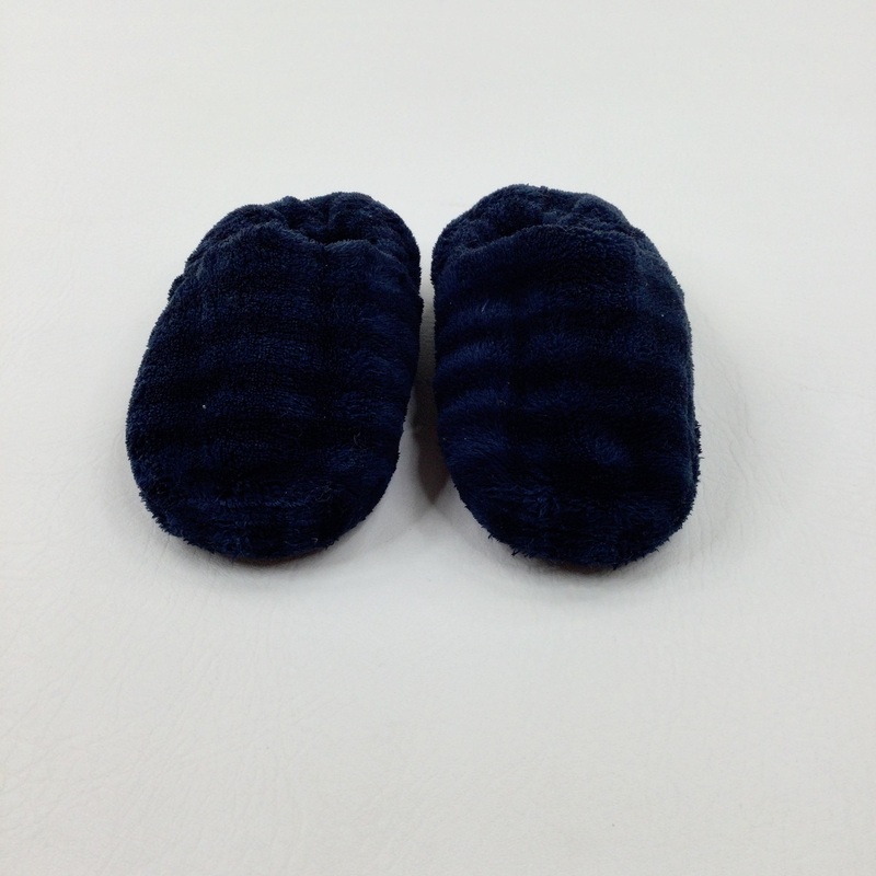 Navy Striped Fluffy Slippers - Boys - Shoe Size 10-11