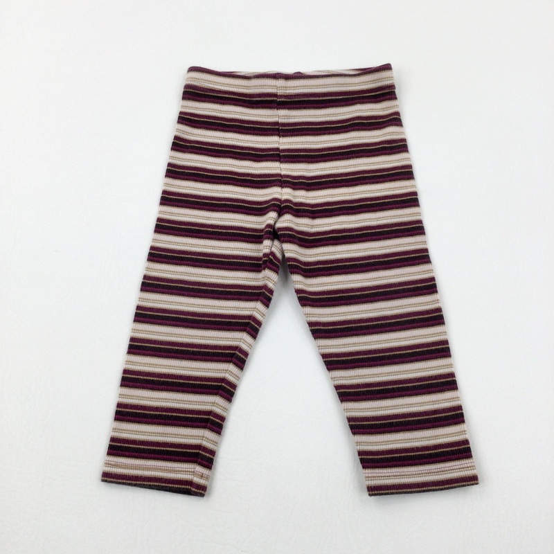 Purple & Gold Striped Leggings - Girls 9-12 Months