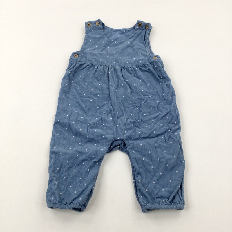 Spotty Blue Cord Romper - Girls 9-12 Months