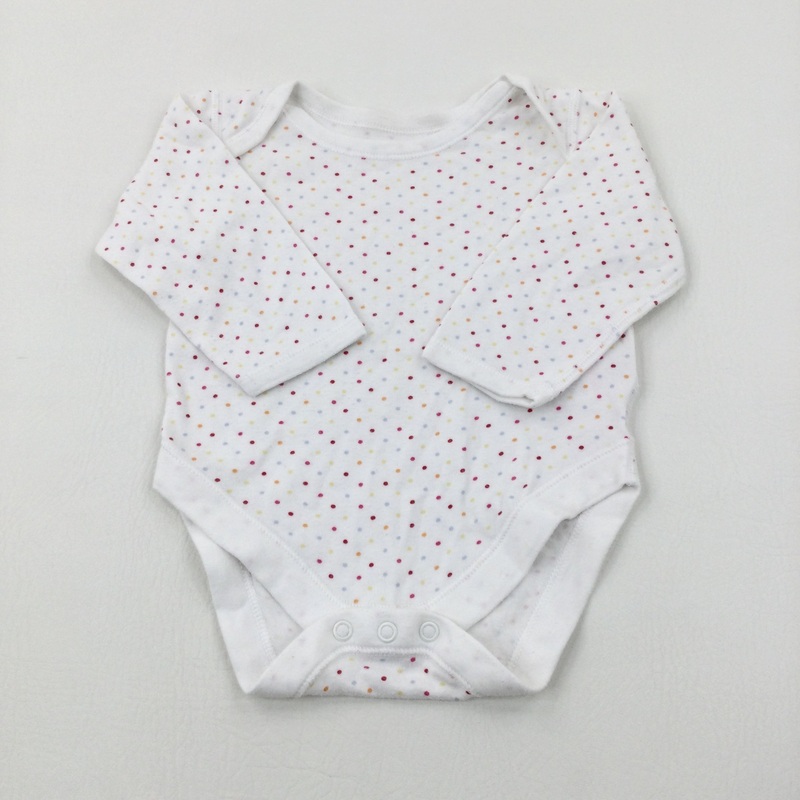 Spotty White Bodysuit - Girls 9-12 Months