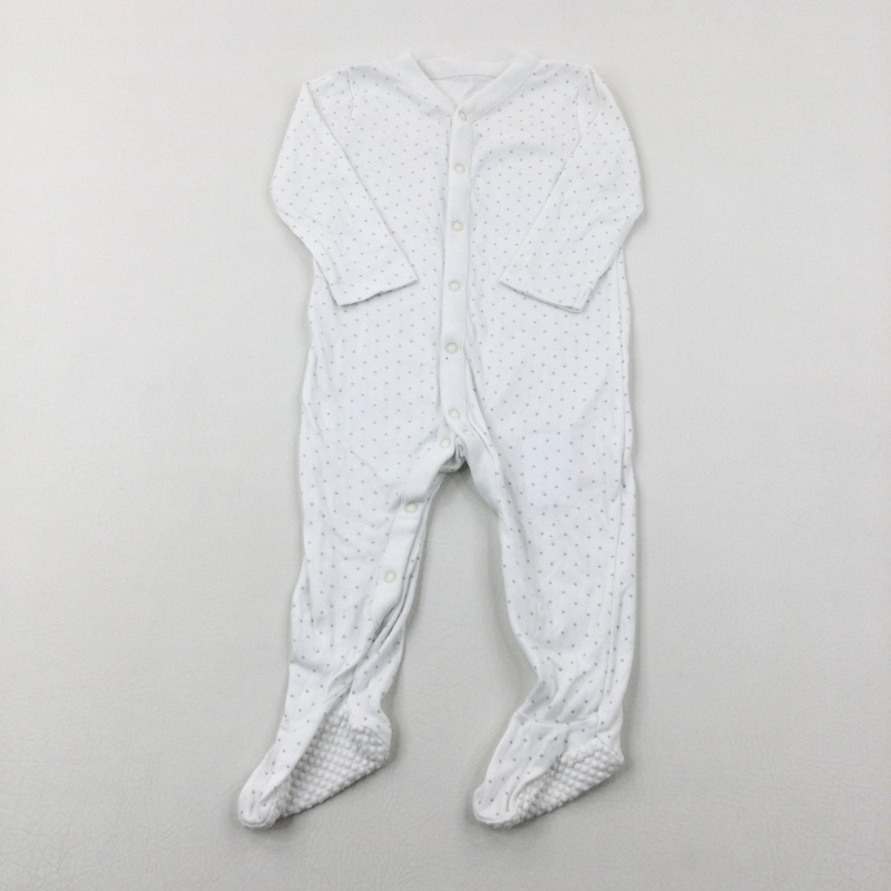 Stars White Babygrow - Girls 9-12 Months