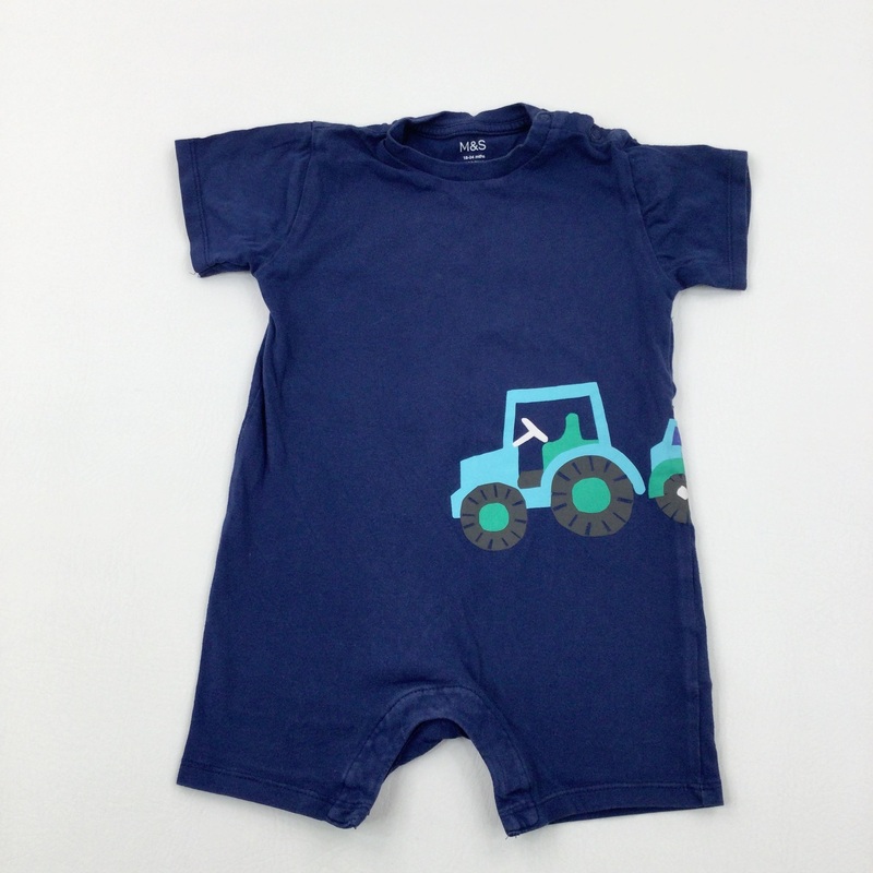 Tractor Navy Romper - Boys 18-24 Months