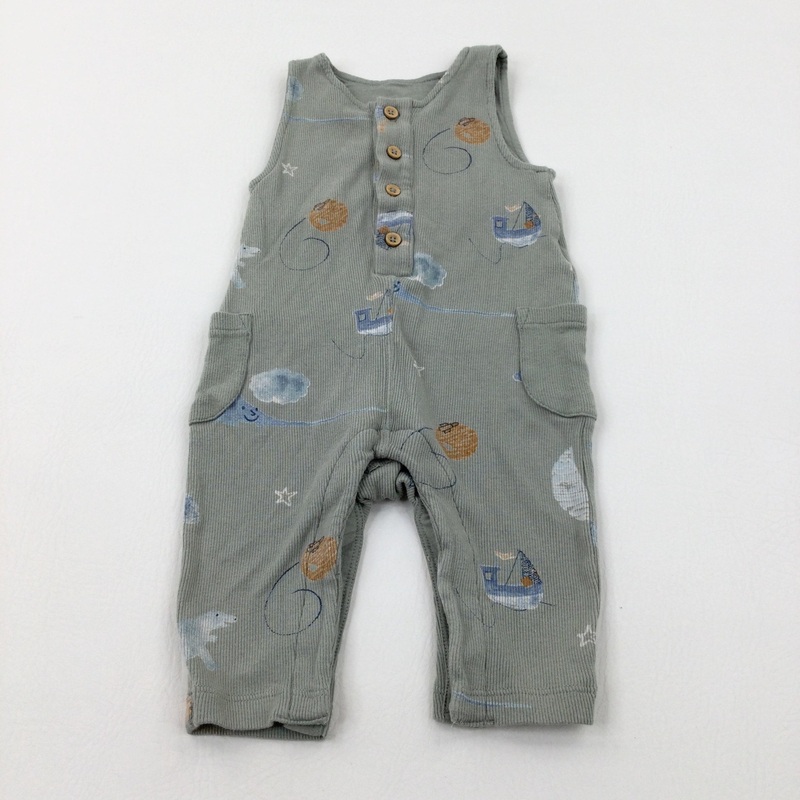 Boats Green Romper - Boys 3-6 Months