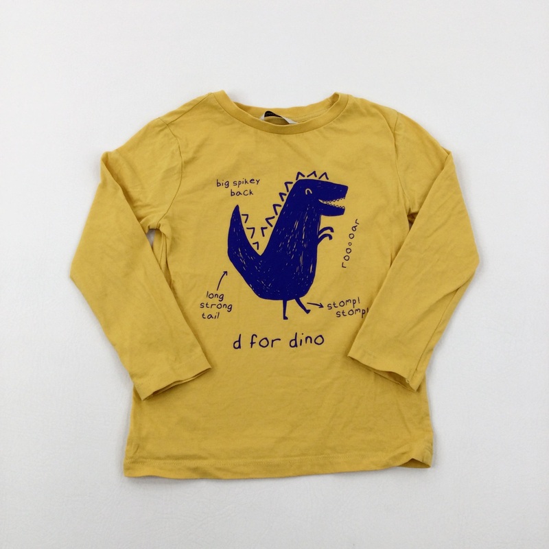 'D For Dino' Dinosaur Yellow Long Sleeve Top - Boys 4-5 Years