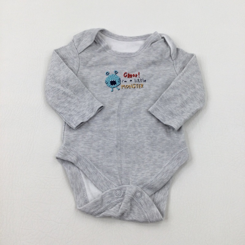 'GRRR! I'm A Little Monster' Grey Bodysuit - Boys 0-3 Months