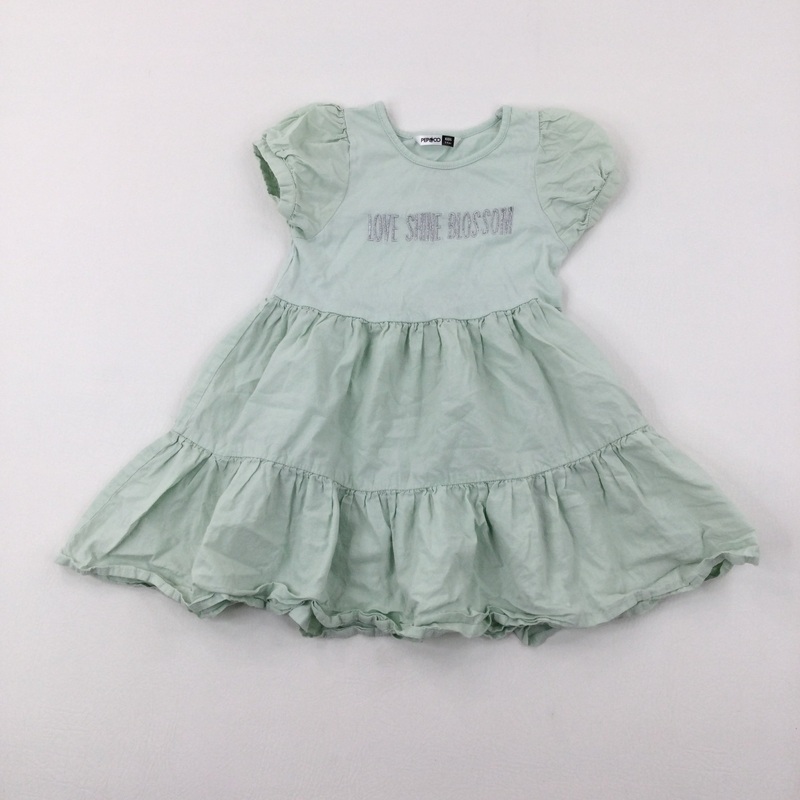 'Love Shine Blossom' Green Dress - Girls 3-4 Years