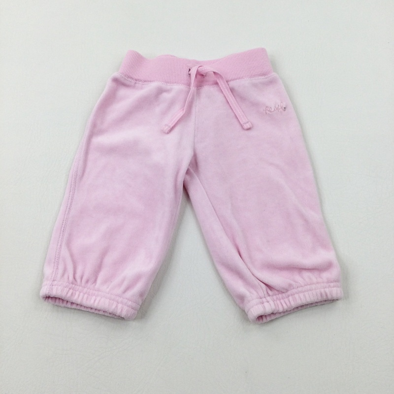 'Next' Pink Velour Joggers - Girls 3-6 Months