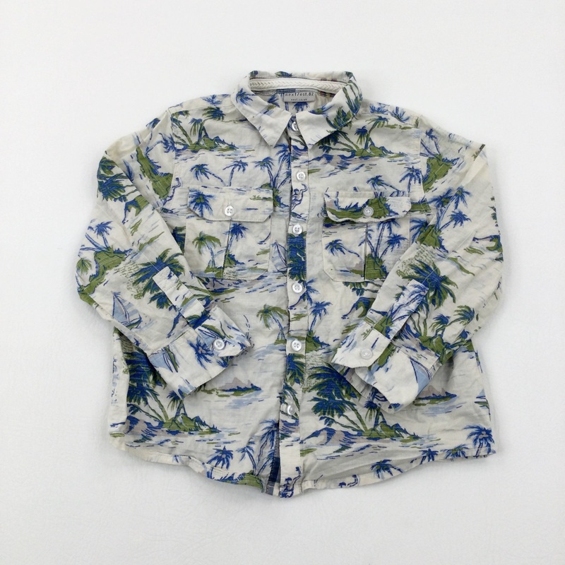 Palm Trees Cream Long Sleeve Shirt - Boys 3-4 Years