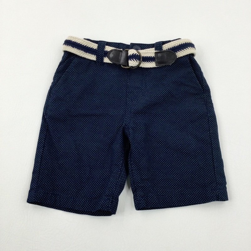 Spotty Navy Shorts With Belt - Boys 3-4 Years