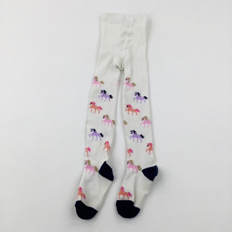 Unicorns White Tights - Girls 5-6 Years