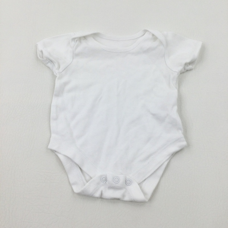 White Cotton Bodysuit - Boys 0-3 Months