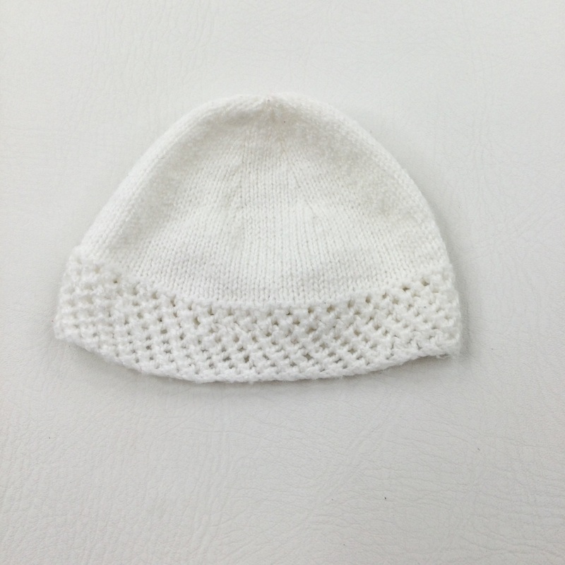 White Knitted Hat - Girls Newborn