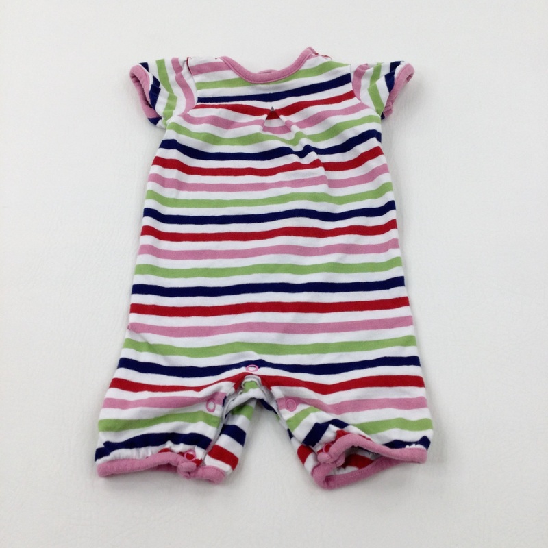 Colourful Striped Pink Romper - Girls 6-9 Months
