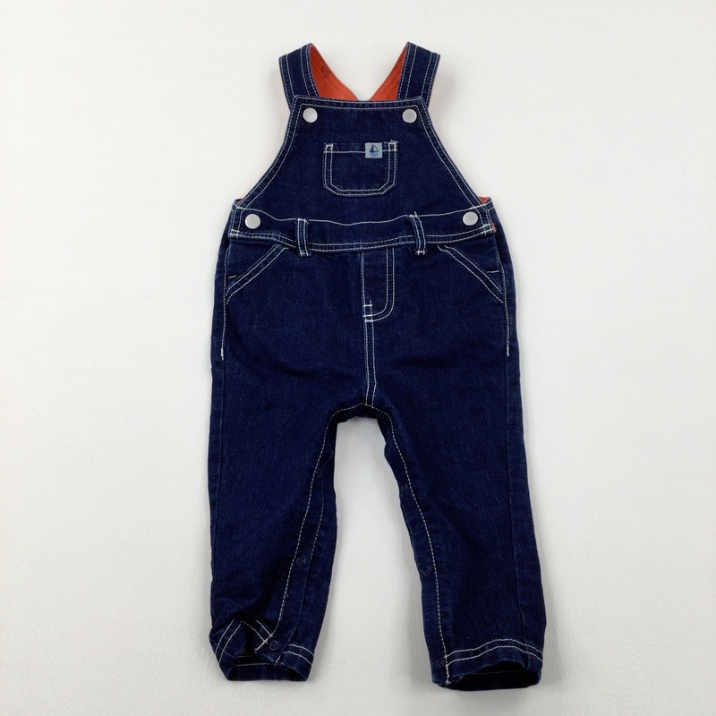 Dark Blue Denim Dungarees - Boys 12-18 Months