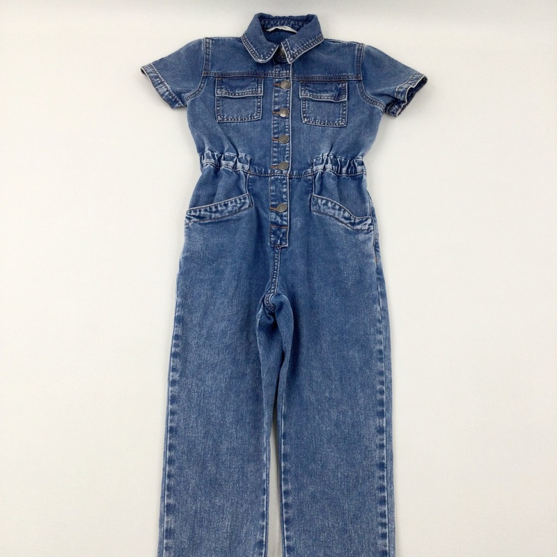 Mid Blue Denim Jumpsuit - Girls 7-8 Years