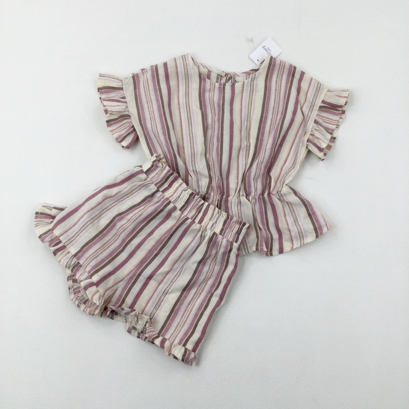 **NEW** Sparkly Striped Beige Top & Shorts Set - Girls 2-3 Years