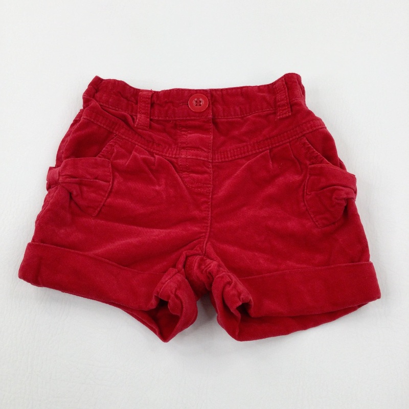 Red Cord Shorts With Adjustable Waist - Girls 2-3 Years