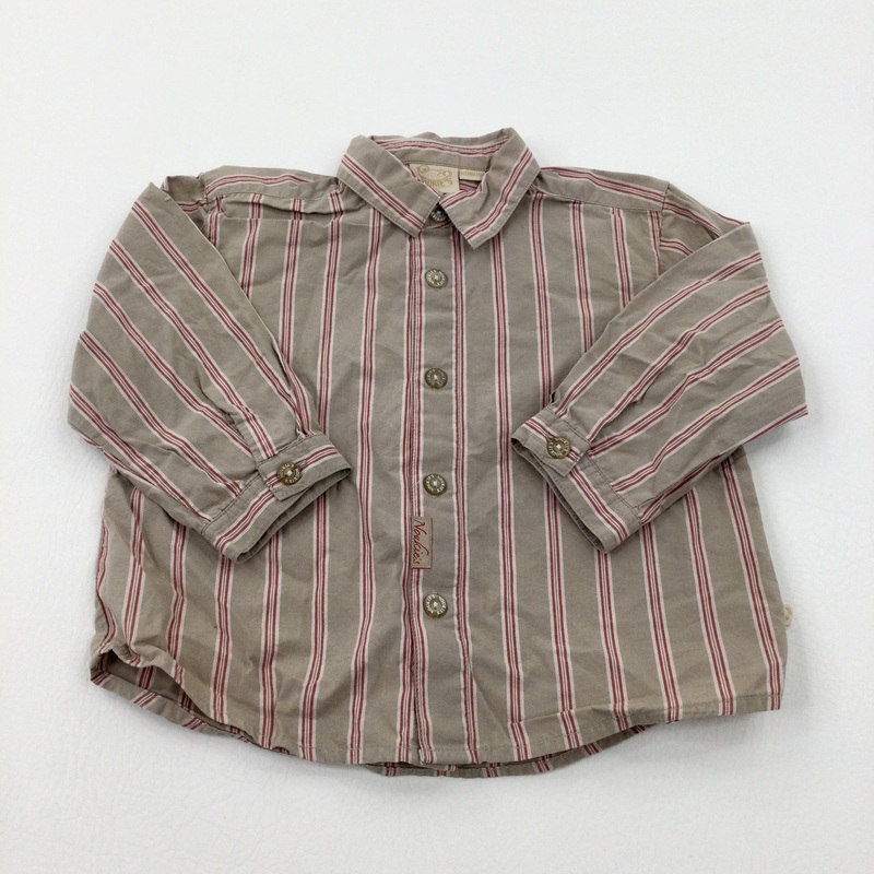 Red Striped Long Sleeve Shirt - Boys 6-9 Months