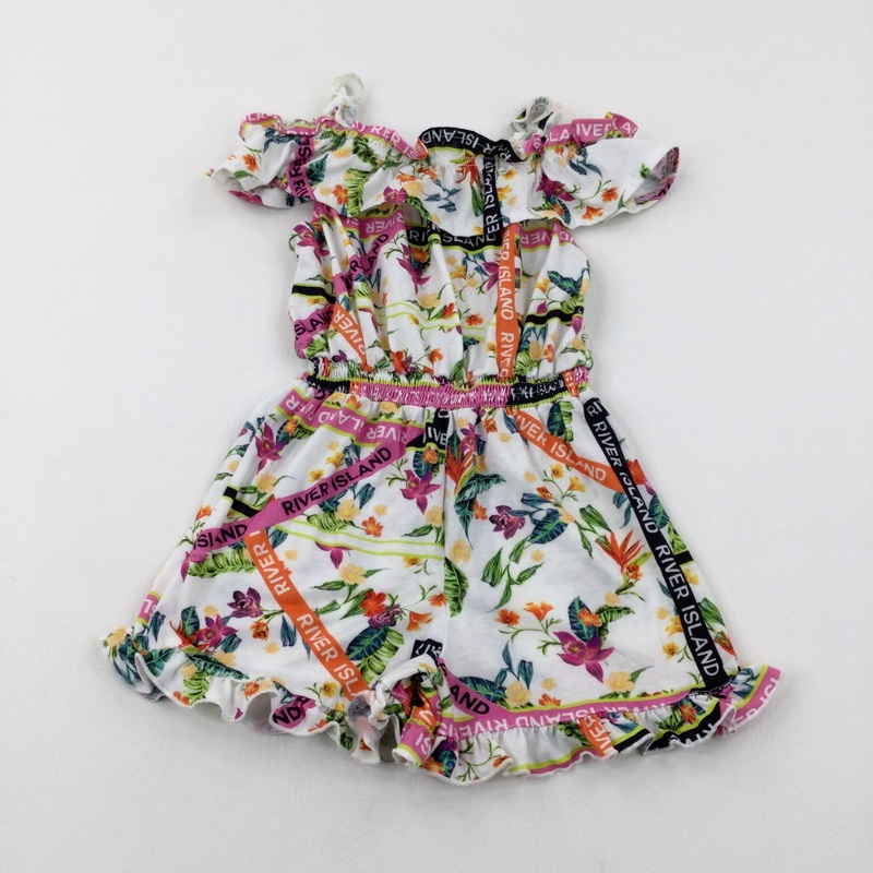 'River Island' Flowers White Playsuit - Girls 7-8 Years