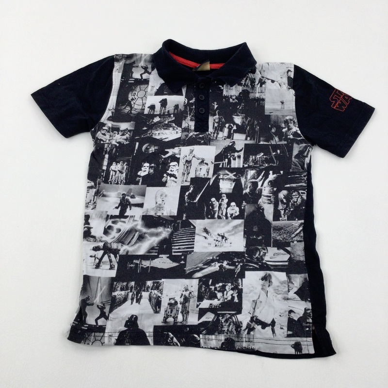 Stars Wars Black & White Polo Shirt - Boys 7-8 Years