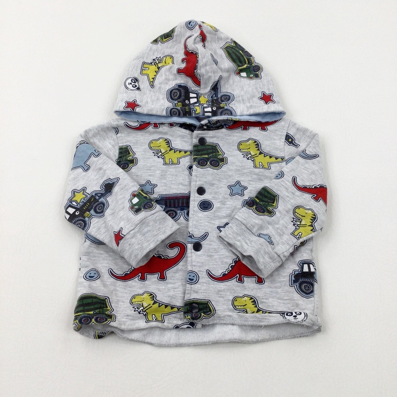 Trucks & Dinosaurs Grey Hoodie - Boys 6-9 Months