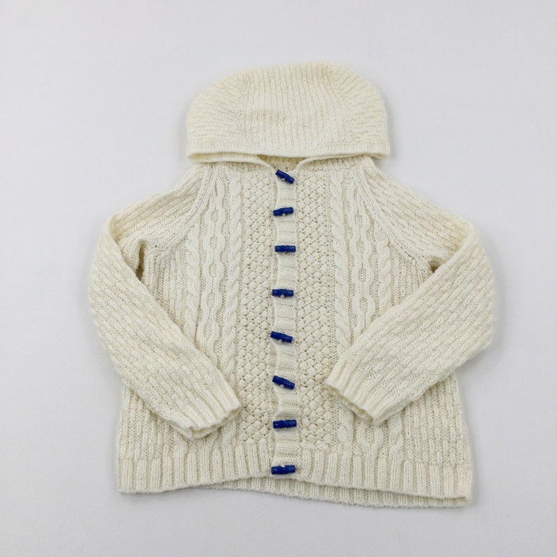 White Knitted Hoodie - Girls 8-9 Years