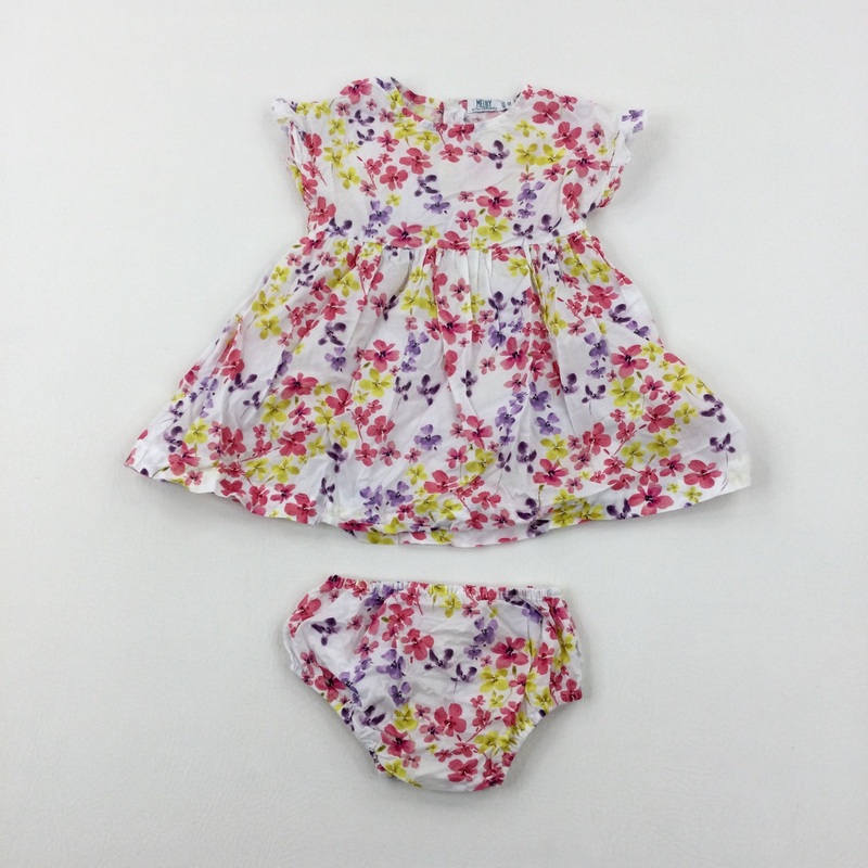 Flowers White Dress & Pants Set - Girls 9-12 Months