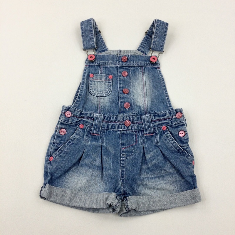 Light Blue Denim Short Dungarees - Girls 18-24 Months