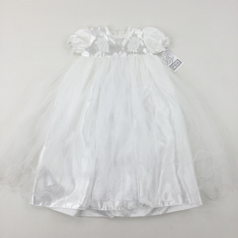 **NEW** Flowers Embroidered Beatrix Robe White Long Christening Gown  - Girls 6-12 Months
