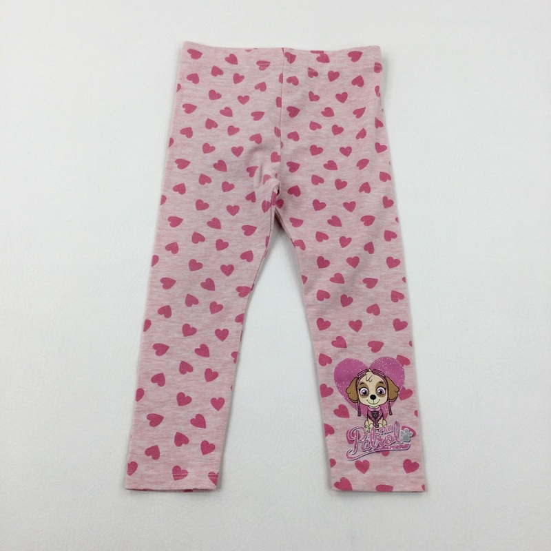 'Paw Patrol' Hearts Glittery Pink Leggings - Girls 2-3 Years