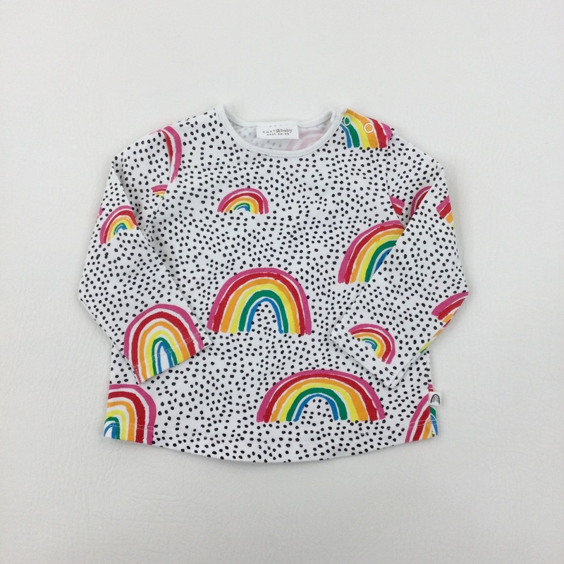 Rainbows Spotty White Long Sleeve Top - Girls 3-6 Months