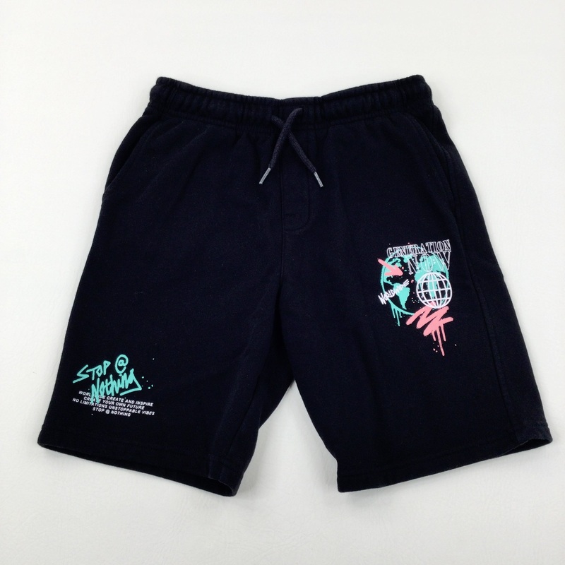 'Stop @ Nothing' Black Shorts - Boys 10-11 Years