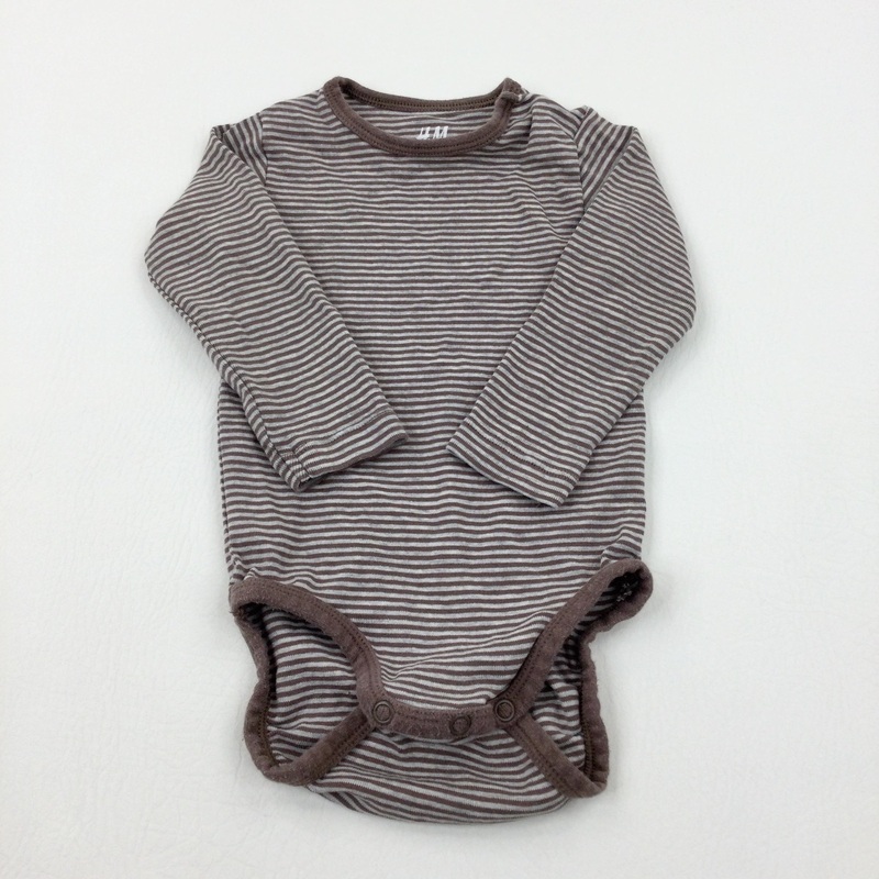 Tan Striped Long Sleeve Bodysuit - Boys 6-9 Months