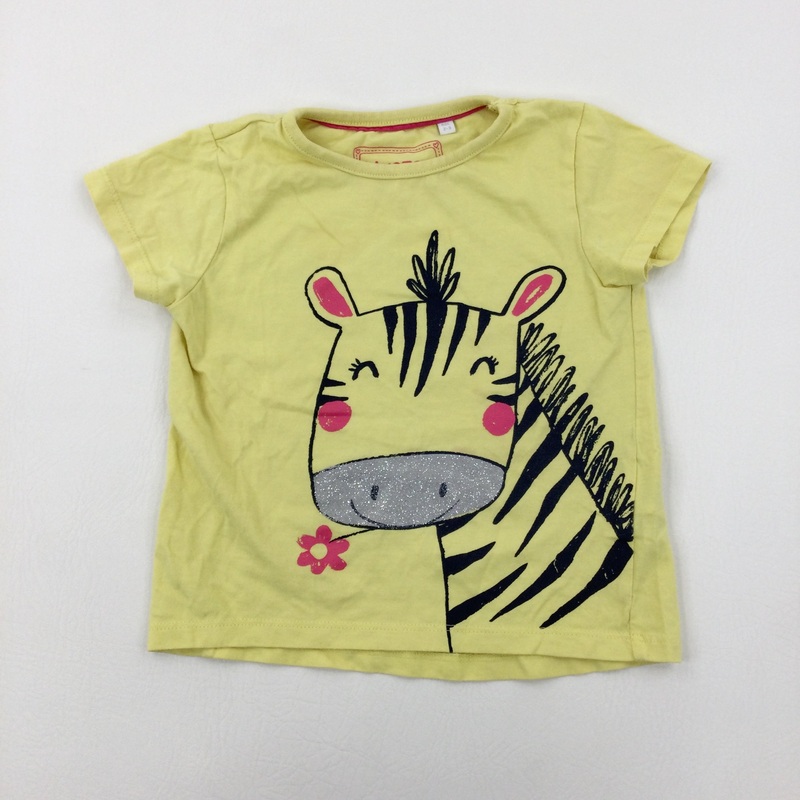 Zebra Glittery Yellow T-Shirt - Girls 2-3 Years