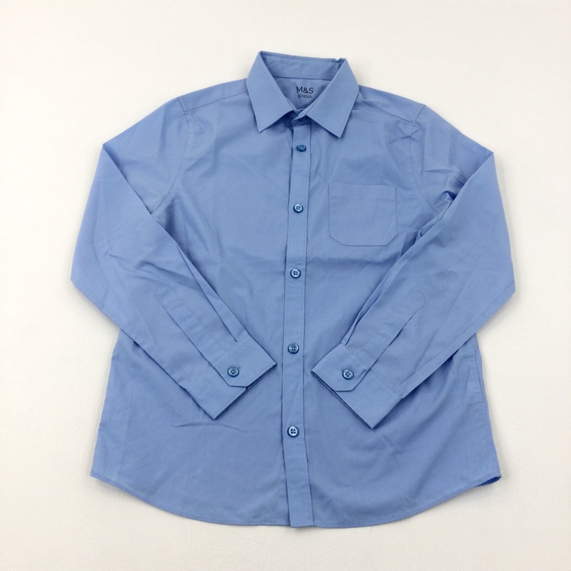Blue Long Sleeve School Shirt - Boys 11-12 Years