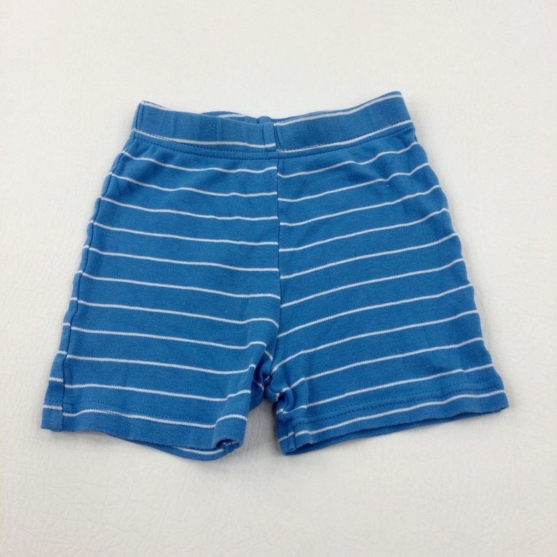 Blue & White Striped Jersey Shorts - Boys 18-24 Months