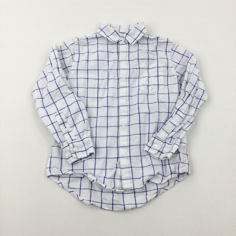 Navy Checked Long Sleeve Shirt - Boys 4-5 Years