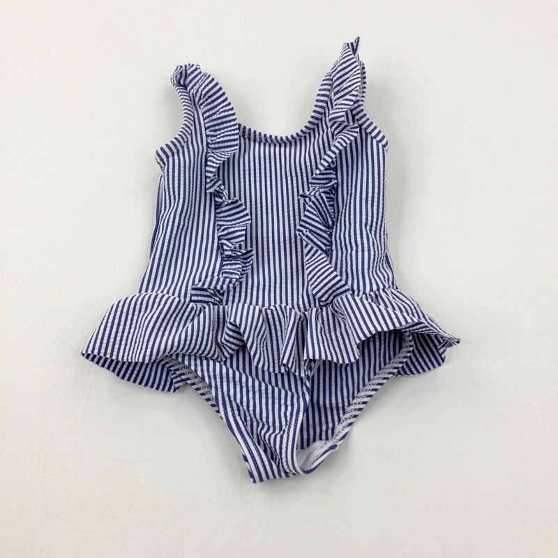 Navy Striped Swimming Costume - Girls 12-18 Months