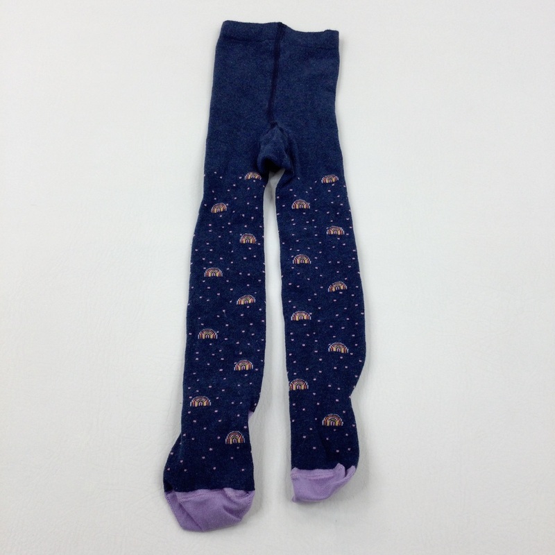 Rainbows Spotty Navy Knitted Tights - Girls 3-4 Years
