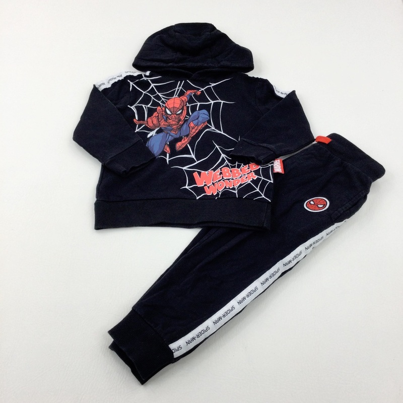 'Webbed Wonder' Spider-Man Black Hoodie & Joggers Set - Boys 2-3 Years