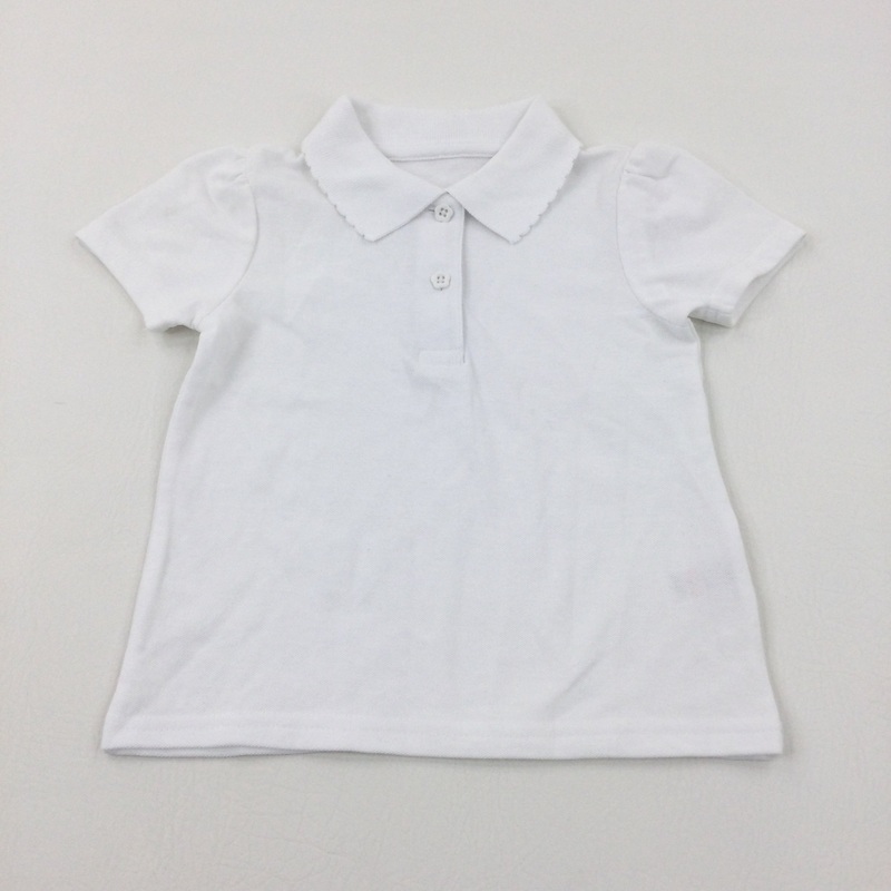 White Short Sleeve Polo Shirt - Girls 2-3 Years