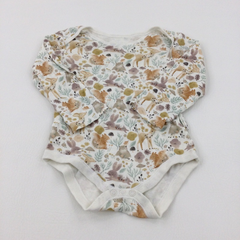 Woodland Animals Cream Bodysuit - Girls 12-18 Months