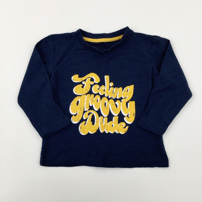 'Feeling Groovy Dude' Navy Long Sleeve Top - Boys 12-18 Months