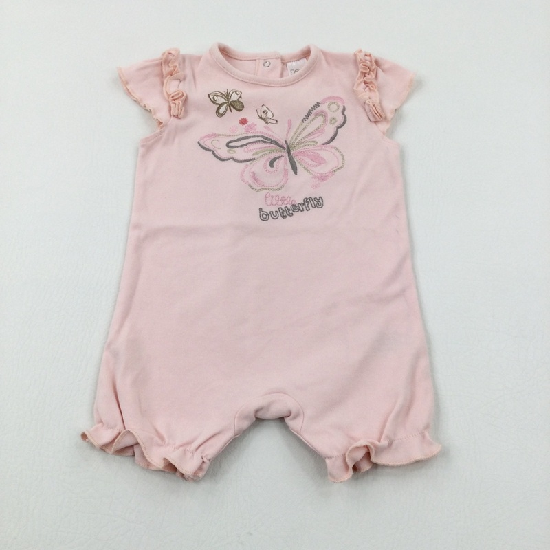 'Little Butterfly' Embroidered Pink Romper - Girls 0-3 Months