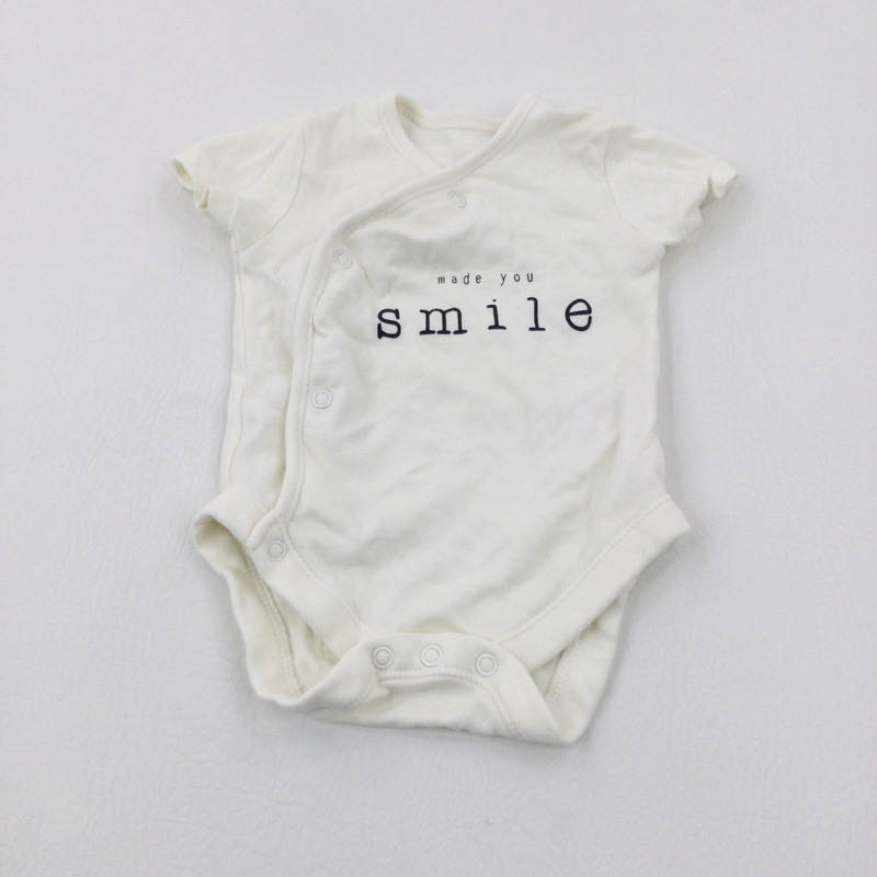 'Made You Smile' Cream Bodysuit - Boys 3-6 Months